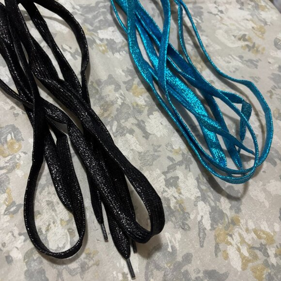 (2) Pairs Glitter Colored Gold Green Sparkle 42 Inch Shoe Laces Flat - Picture 2 of 2